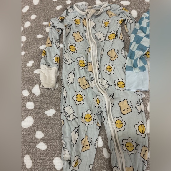 Lot of 6 bamboo footies shortie romper onesie baby boy checkered dogs animals - Picture 11 of 14